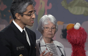 Surgeon General Vivek Murthy, Elmo, Nurse Jane